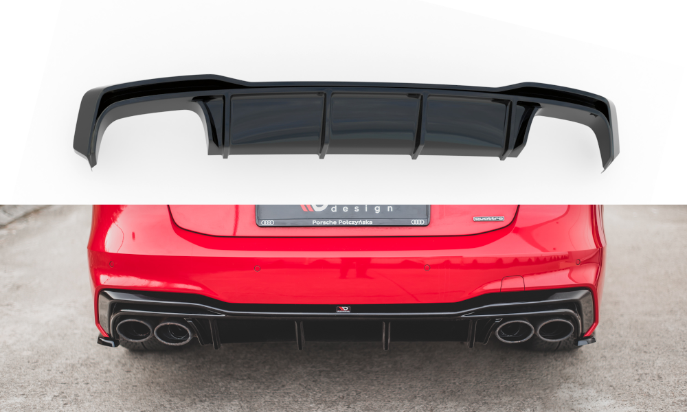 Maxton Design Diffusor Heck Ansatz passend für Audi A7 C8 S-Line schwarz Hochglanz