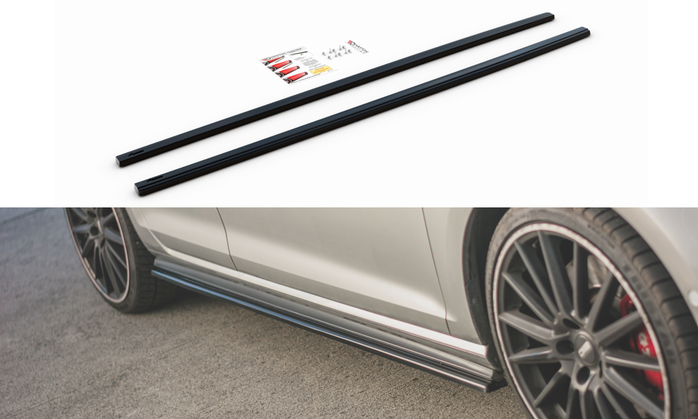 Maxton Design Seitenschweller Ansatz passend für V.2 VW Golf 7 GTI (verengen) schwarz Hochglanz
