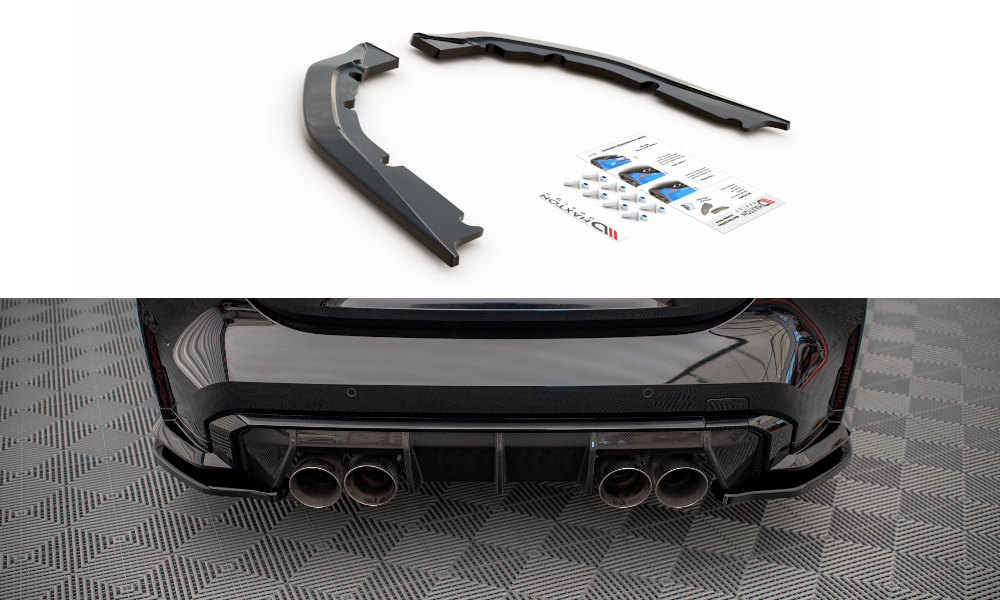 Maxton Design Heck Ansatz Flaps Diffusor für BMW M4 G82 schwarz Hochglanz