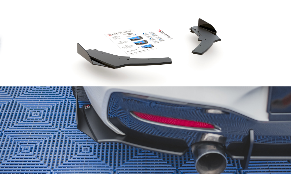 Maxton Design Robuste Racing Heck Ansatz Flaps Diffusor V.2 +Flaps für BMW 1er F20 M140i  schwarz Hochglanz