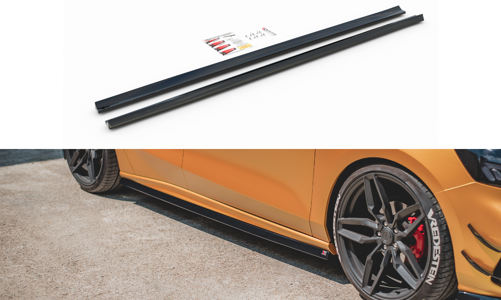 Maxton Design Seitenschweller Ansatz passend für V.5 Ford Focus ST / ST-Line Mk4 schwarz Hochglanz