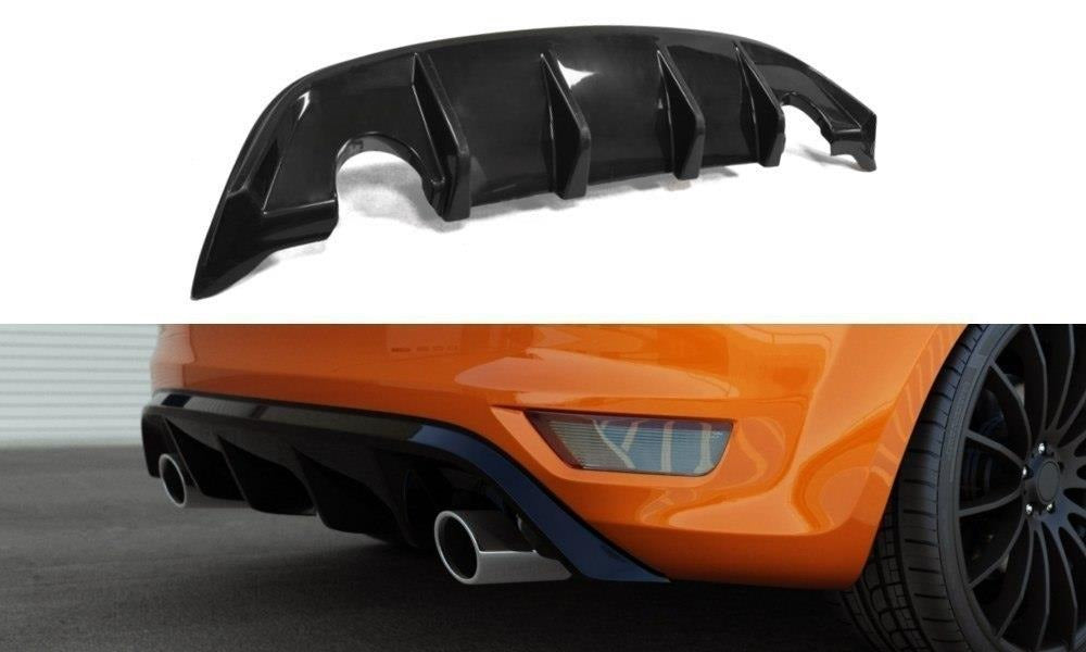 Maxton Design Diffusor Heck Ansatz passend für Ford Focus ST Mk2 FL schwarz Hochglanz