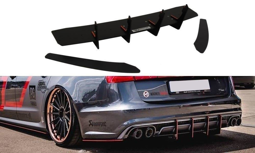 Maxton Design Diffusor Heck Ansatz passend für Heckschürze & Flaps passend für AUDI S6 C7 AVANT
