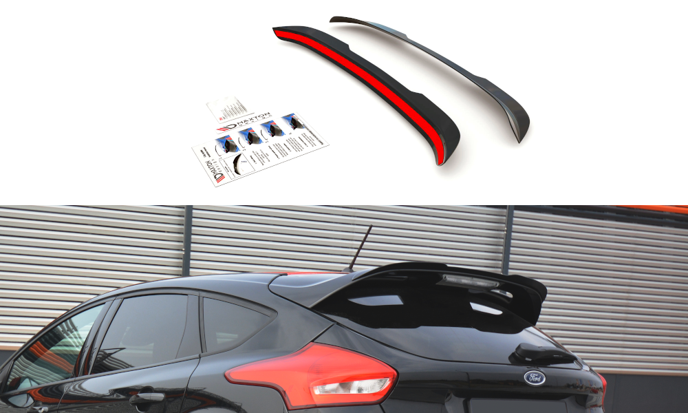 Maxton Design Spoiler CAP passend für Ford Focus ST-Line Mk3 FL schwarz Hochglanz