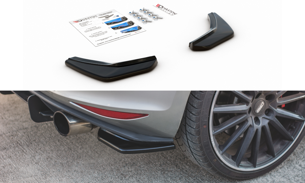 Maxton Design Heck Ansatz Flaps Diffusor passend für V.2 VW Golf 7 GTI  schwarz Hochglanz