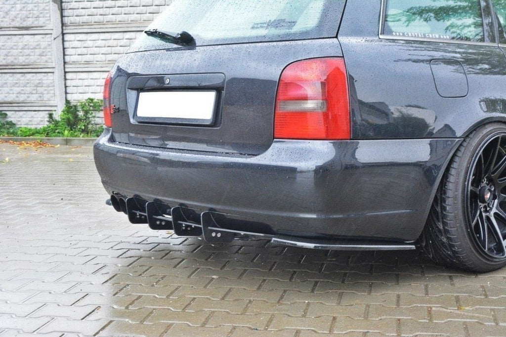 Maxton Design Heck Ansatz Flaps Diffusor passend für AUDI S4 B5 Avant schwarz Hochglanz