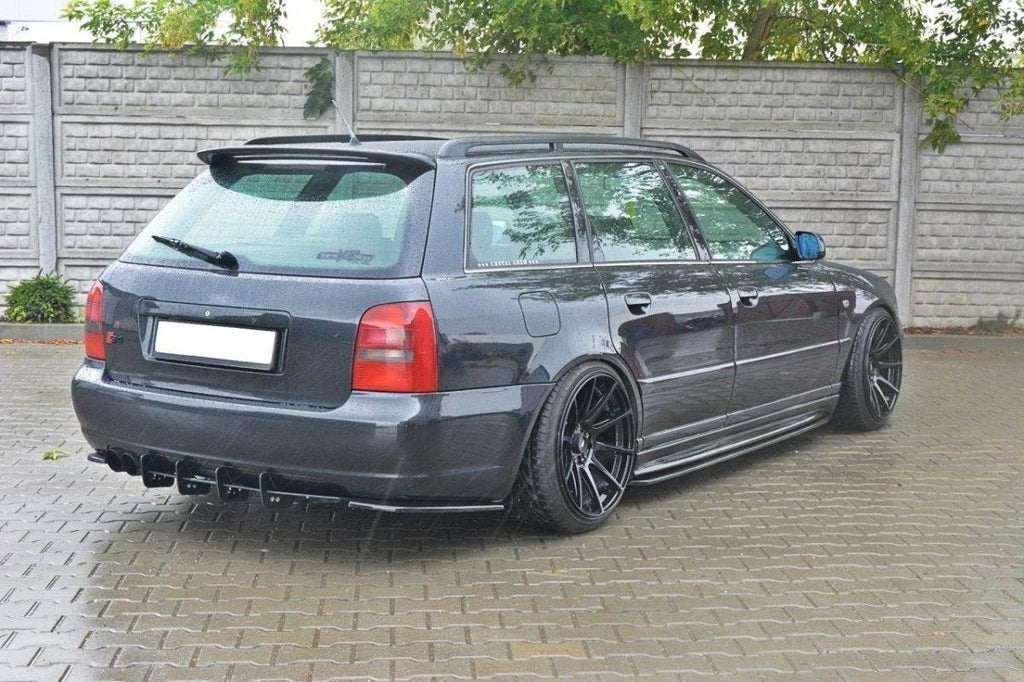 Maxton Design Heck Ansatz Flaps Diffusor passend für AUDI S4 B5 Avant schwarz Hochglanz