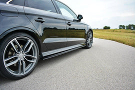 Maxton Design Seitenschweller Ansatz passend für Audi S3 / A3 S-Line 8V / 8V FL Limousine schwarz Hochglanz