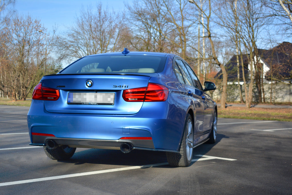 Maxton Design Heck Ansatz Flaps Diffusor passend für BMW 3er F30 PHASE-II SEDAN M-SPORT schwarz Hochglanz