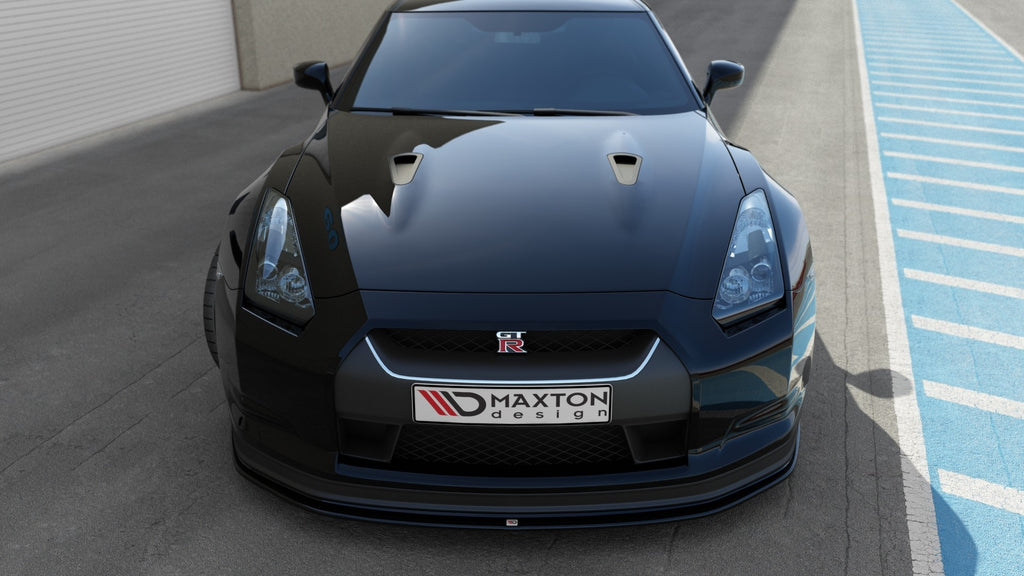 Maxton Design Front Ansatz passend für V.2 NISSAN GT-R vor Facelift COUPE (R35-SERIES) schwarz Hochglanz