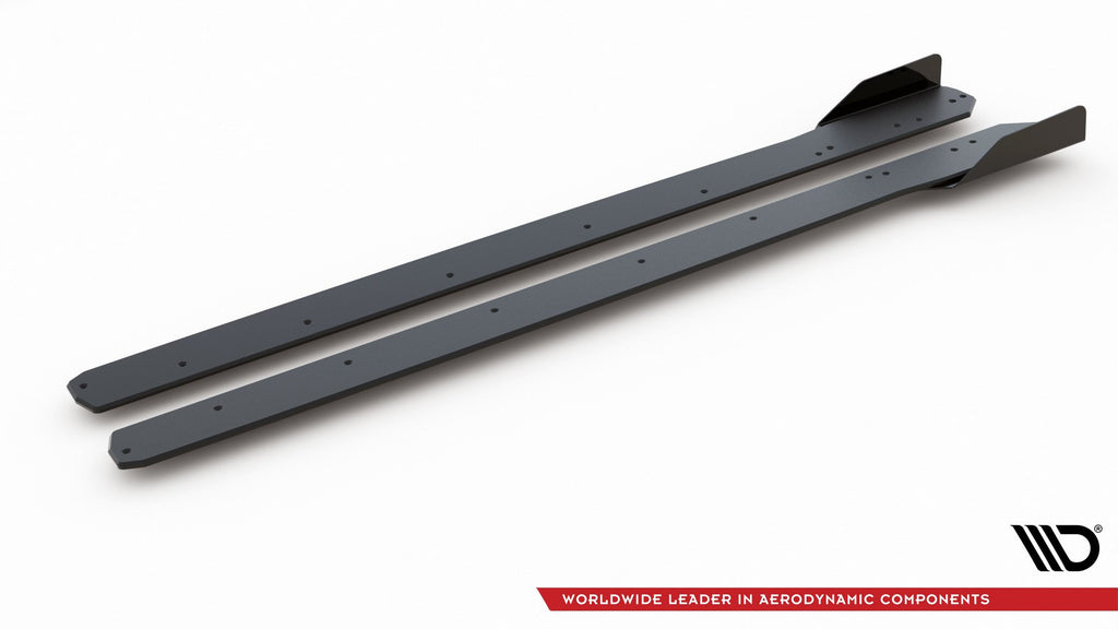 Maxton Design Robuste Racing Seitenschweller Ansatz passend für + Flaps passend für Ford Focus ST / ST-Line Mk4 schwarz Hochglanz