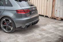 Laden Sie das Bild in den Galerie-Viewer, Maxton Design Robuster Racing Heck Ansatz Flaps Diffusor passend für + Flaps Audi RS3 8V Sportback schwarz Hochglanz