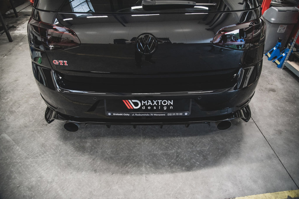 Maxton Design Heck Ansatz Flaps Diffusor passend für VW Golf 7 GTI TCR schwarz Hochglanz