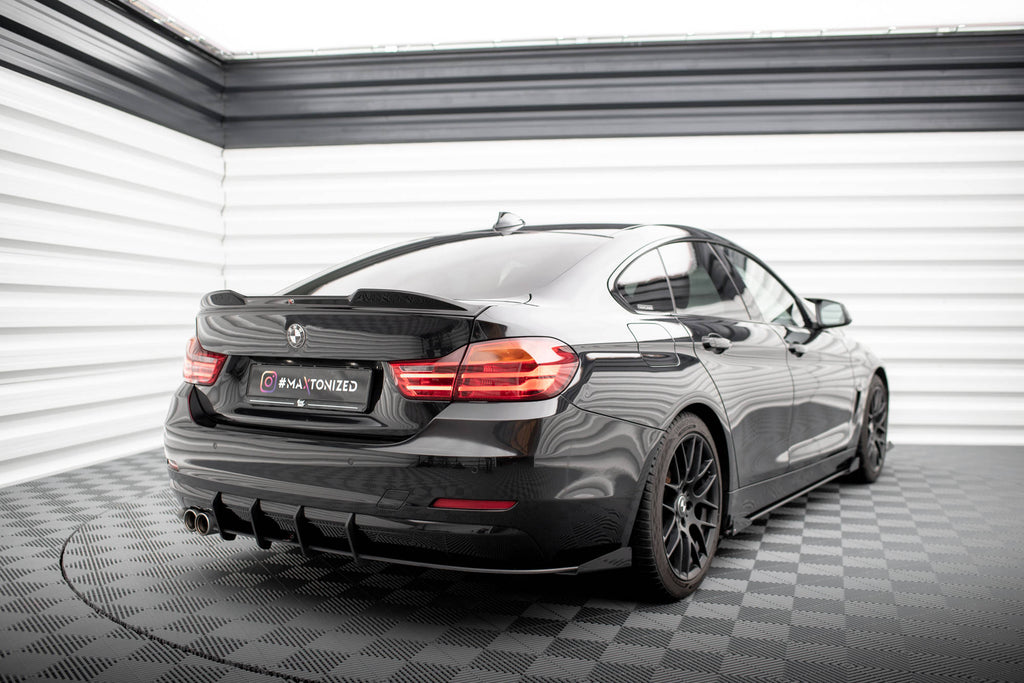 Maxton Design Street Pro Heck Ansatz Flaps Diffusor +Flaps für BMW 4er Gran Coupe F36 schwarz Hochglanz