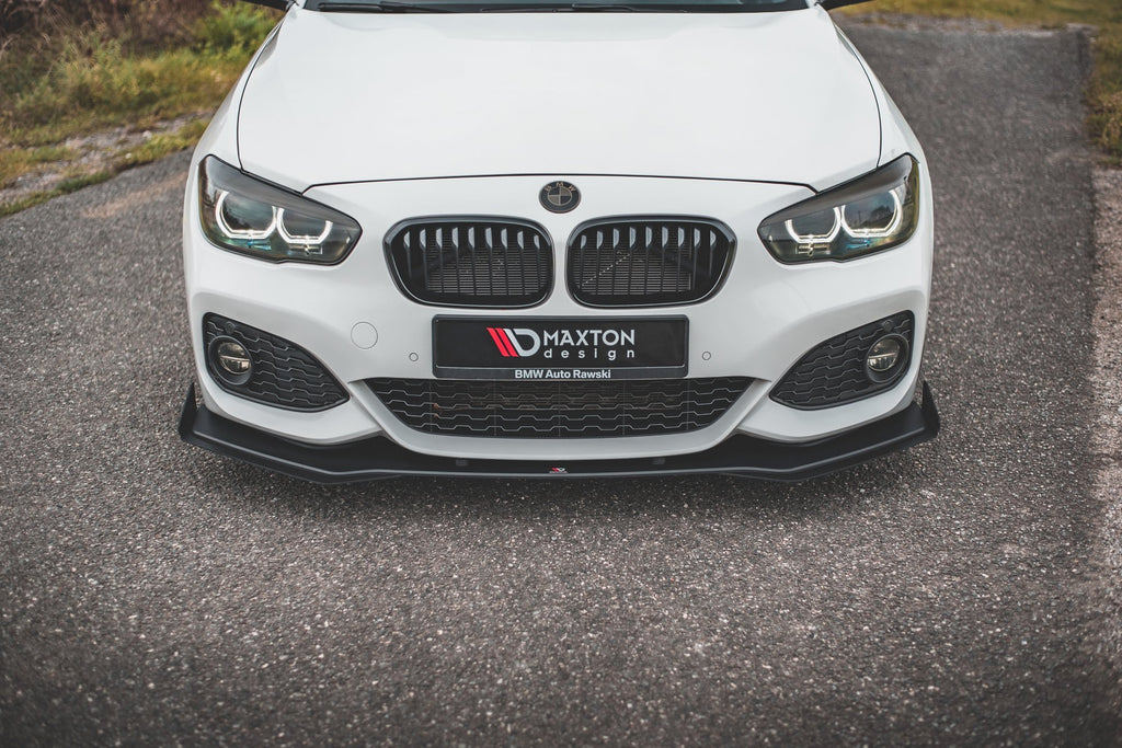Maxton Design Robuste Racing Front Ansatz V.3 für passend +Flaps für BMW 1er F20 M-Paket Facelift / M140i  schwarz Hochglanz