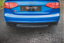 Laden Sie das Bild in den Galerie-Viewer, Maxton Design Mittlerer Diffusor Heck Ansatz passend für Audi S4 / A4 S-Line B8 Limousine schwarz Hochglanz