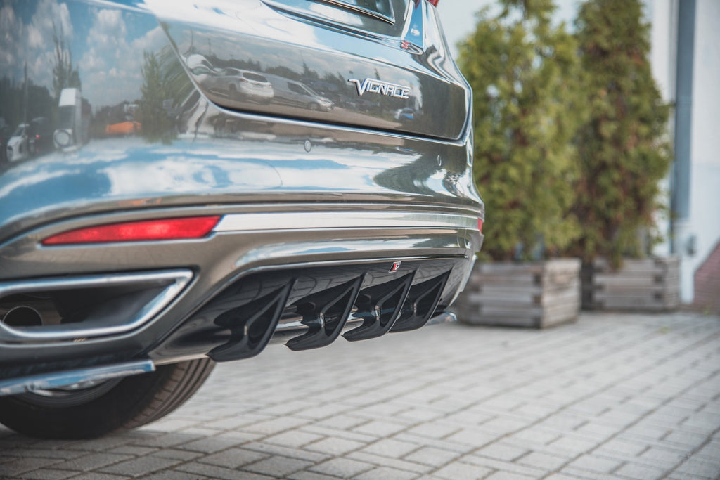 Maxton Design Diffusor Heck Ansatz passend für Ford Mondeo Vignale Mk5 Facelift schwarz Hochglanz