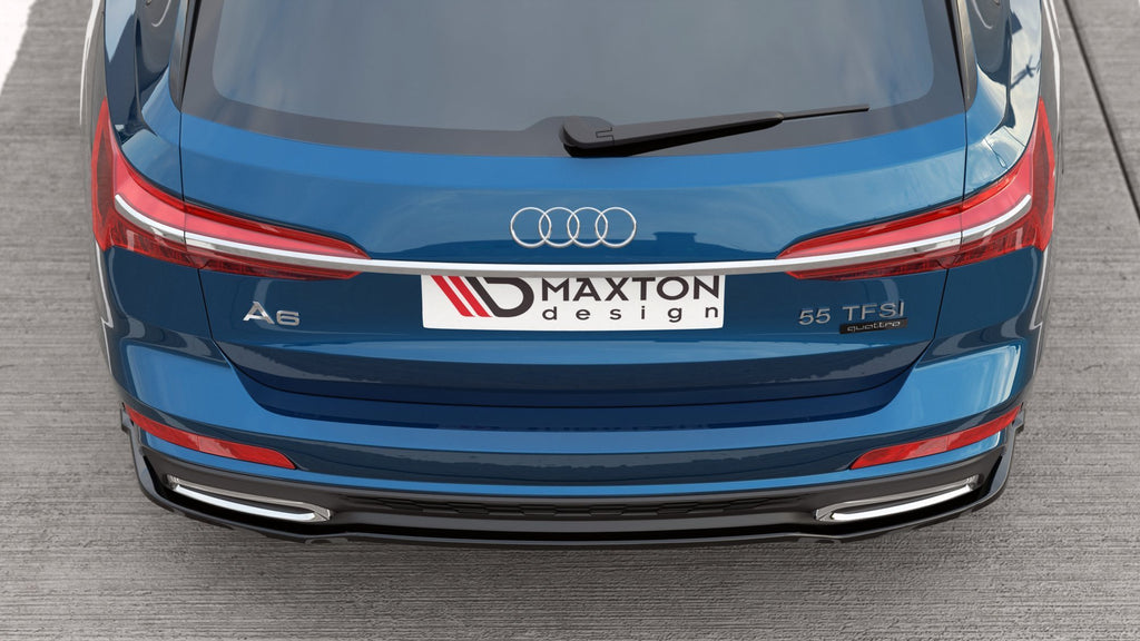 Maxton Design Mittlerer Diffusor Heck Ansatz passend für Audi A6 S-Line Avant C8 schwarz Hochglanz