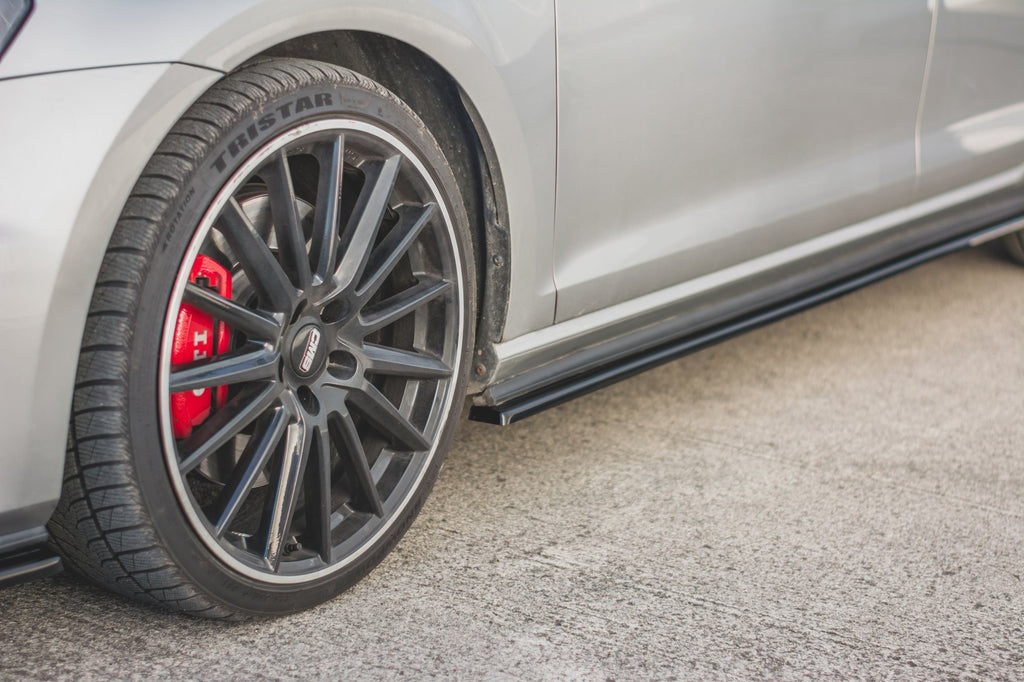 Maxton Design Seitenschweller Ansatz passend für V.2 VW Golf 7 GTI (verengen) schwarz Hochglanz