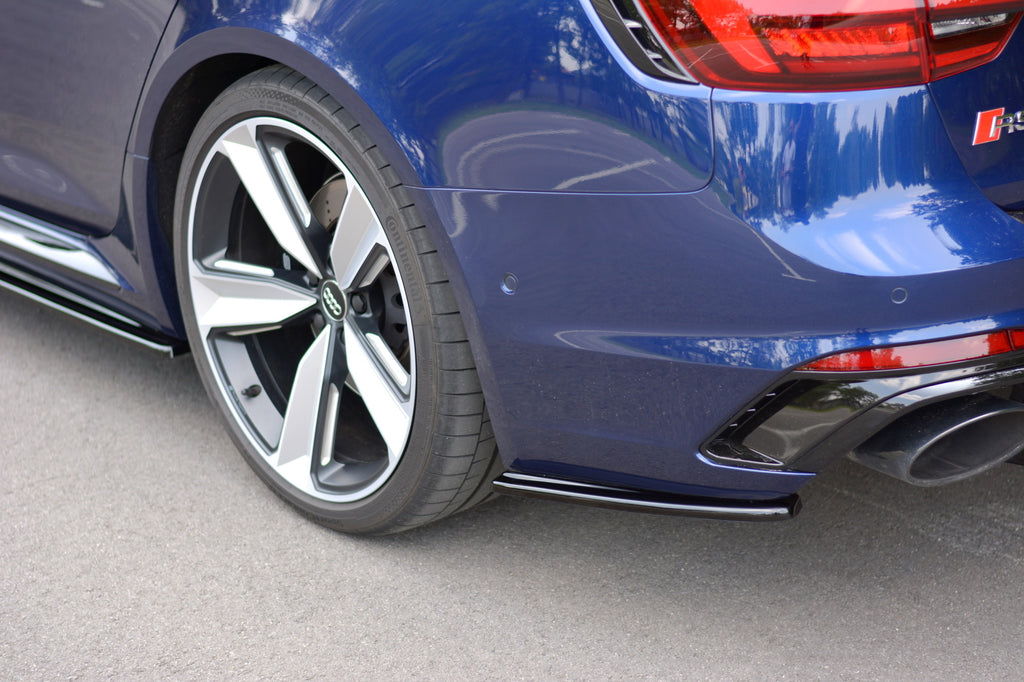 Maxton Design Heck Ansatz Flaps Diffusor passend für Audi RS4 B9 Avant schwarz Hochglanz