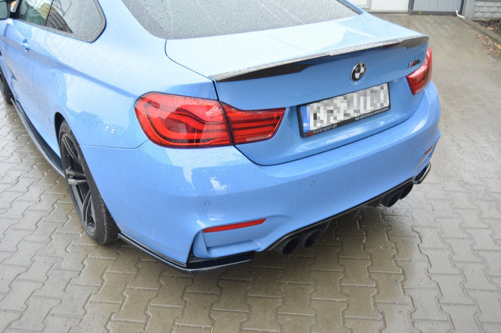 Maxton Design Heck Ansatz Flaps Diffusor passend für BMW M4 F82 schwarz Hochglanz