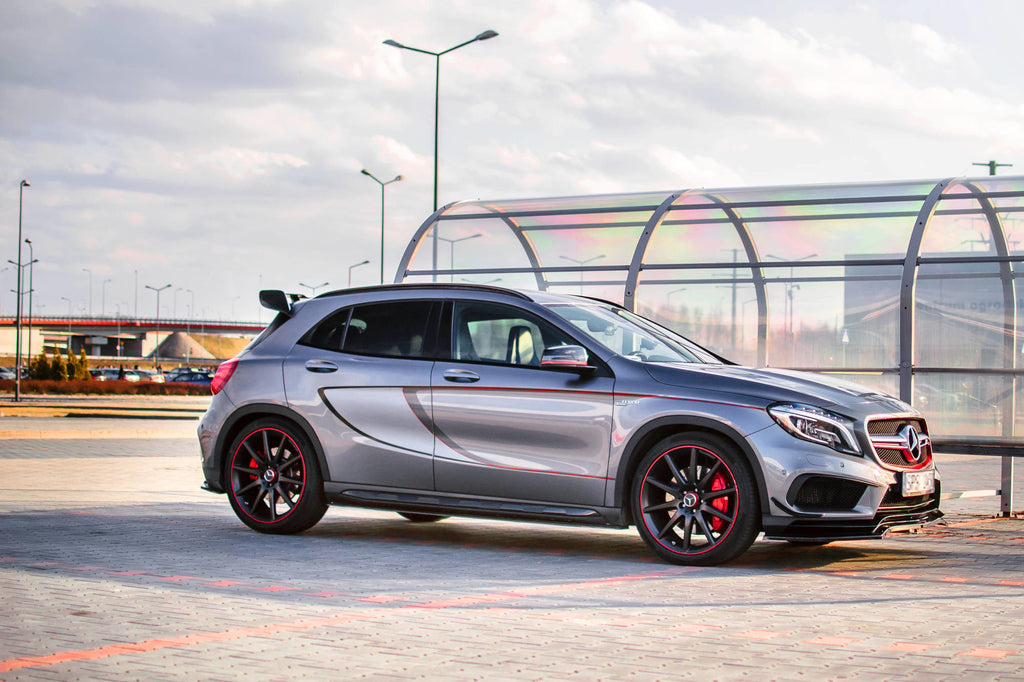 Maxton Design Seitenschweller Ansatz passend für Mercedes GLA 45 AMG SUV (X156) vor Facelift schwarz Hochglanz