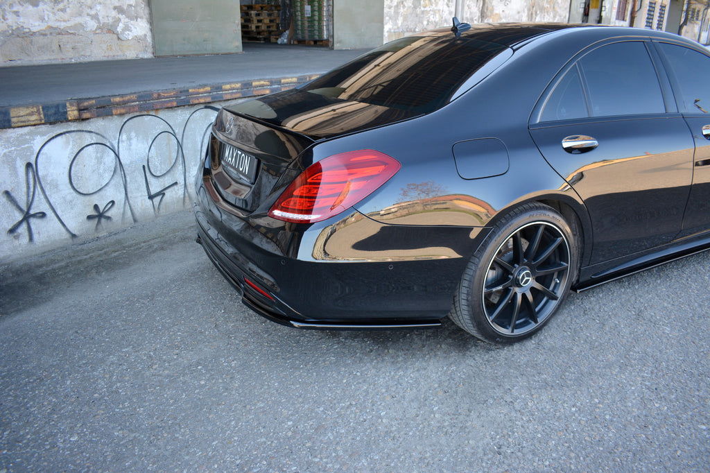 Maxton Design Mittlerer Diffusor Heck Ansatz passend für Mercedes S-KLASSE AMG-LINE W222 schwarz Hochglanz
