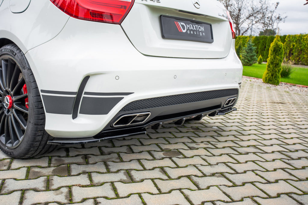 Maxton Design Diffusor Heck Ansatz passend für Mercedes A45 AMG W176 schwarz Hochglanz